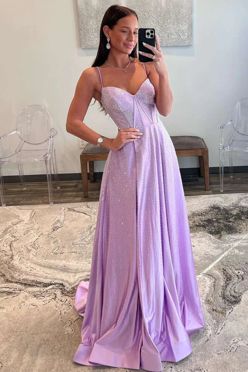 Vestido de fiesta con corsé sin tirantes y corte A con pedrería